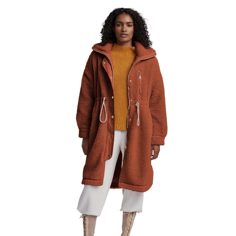 Varley Jones Teddy Long Coat in Caramel Cafe - Picture 3 of 10